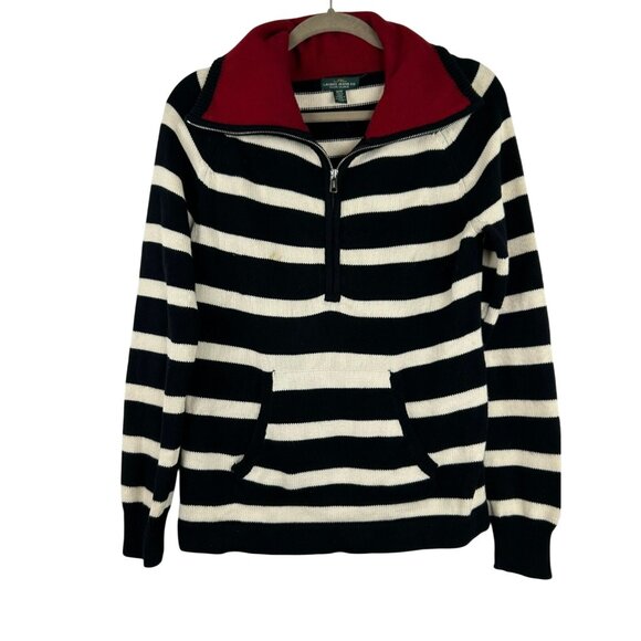 Lauren Ralph Lauren Sweaters - Lauren Ralph Lauren Women's Medium 1/4 Zip Striped Sweater 100% Cotton